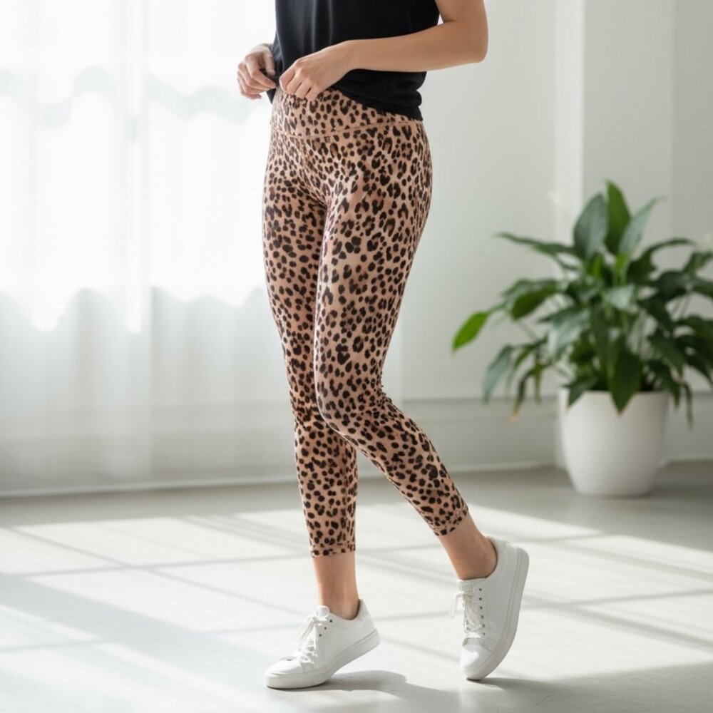 Z Supply Active Leopard Print High Waist Leggings NWT Size Large Buttery Soft